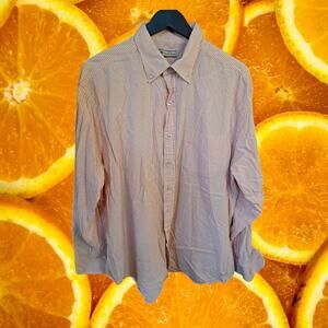 Donald‎ Ross Orange and White Striped Button Up Shirt Size XL